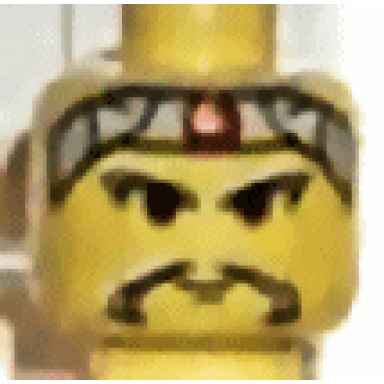 minifigure head moustache long gray headband with red dot pattern