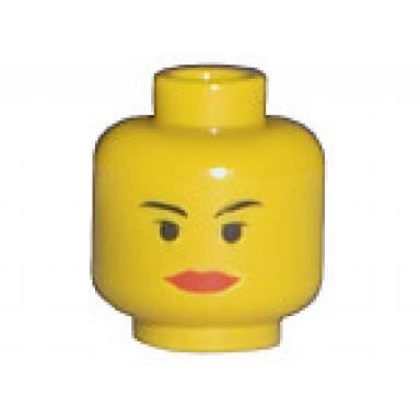 yellow minifigure head female with red lips wide small black eyes thin eyebrows pattern sw padme