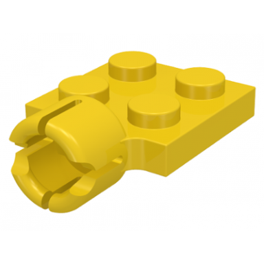 yellow plate modified 2 x 2 with tow ball socket short 4 slots