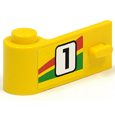 yellow door 1 x 3 x 1 left with number 1 and red and green stripe pattern sticker - set 6550