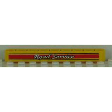 yellow technic liftarm thick 1 x 9 with red and black stripes and road service pattern sticker - set 8109