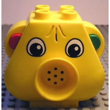 yellow duplo figure head 2 x 2 base wazo