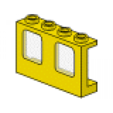 yellow window 1 x 4 x 2 plane single top hole and double bottom holes for glass with trans-clear glass 4863 4862