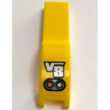 yellow vehicle mudguard 1 x 4 1 2 with v8 and taillights pattern model left side sticker - set 8135