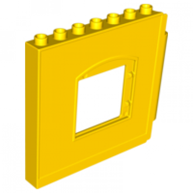 yellow duplo wall 1 x 8 x 6 hinge on right with window opening