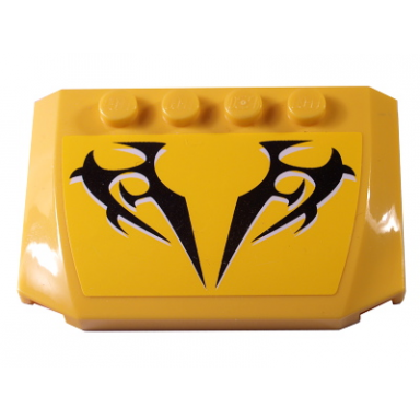 yellow wedge 4 x 6 x 2 3 triple curved with black and white tribal pattern sticker - set 8183