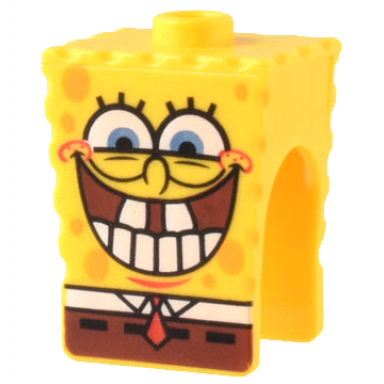 yellow minifigure head modified spongebob squarepants with bottom teeth pattern