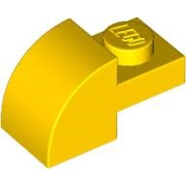 yellow slope curved 2 x 1 with recessed stud