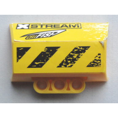 yellow technic panel engine block half side intake with xstream cellfish black and yellow danger stripes pattern model right side stickers - set 8490