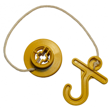 yellow duplo technic wedge belt pulley with 28l cord x77b and duplo hook short with crossbar