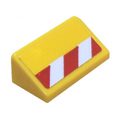 yellow slope 30 1 x 2 x 2 3 with red and white danger stripes pattern model right side sticker - set 60219