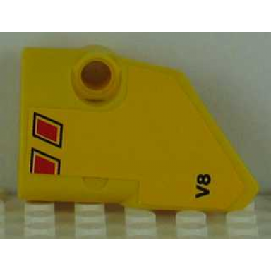 yellow technic panel fairing 1 small smooth short side a with v8 and black and red vent openings pattern sticker - set 8109
