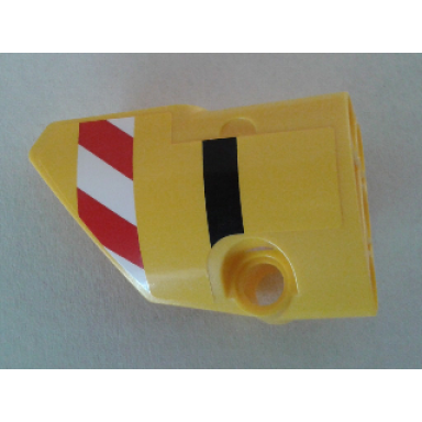 yellow technic panel fairing 1 small smooth short side a with red and white danger stripes and black stripe pattern sticker - set 8053