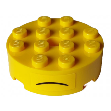 yellow brick round 4 x 4 with hole with black curved line frown pattern sticker - set 75582