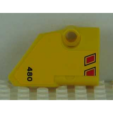 yellow technic panel fairing 2 small smooth short side b with 480 and black and red vent openings pattern sticker - set 8109
