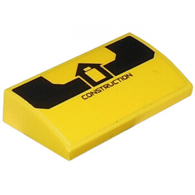 yellow slope curved 2 x 4 x 2 3 with bottom tubes with construction and building logo pattern sticker - set 60219