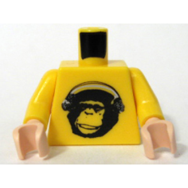 yellow torso speed racer chimpanzee with silver headphones pattern yellow arms light nougat hands