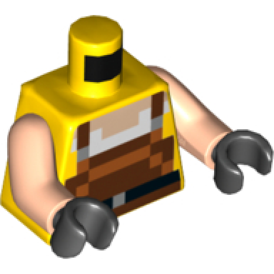 yellow torso pixelated overalls with black belt pattern light nougat arms black hands
