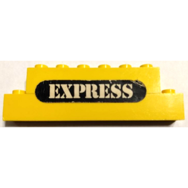 yellow stickered assembly 8 x 1 x 2 with white express on black background pattern sticker - set 726 - 1 brick 1 x 8 1 brick 1 x 6