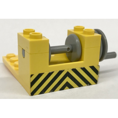 yellow stickered assembly 6 x 4 x 2 1 3 with black and yellow danger stripes pattern sticker - sets 558 670 - 1 plate 4 x 6 1 string reel winch