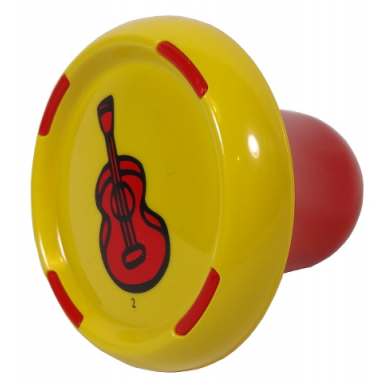 yellow music builder sound plug with brown guitar pattern