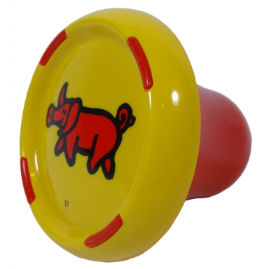yellow music builder sound plug with pig pattern