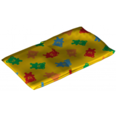 yellow duplo cloth sleeping bag with multicolored teddy bears pattern