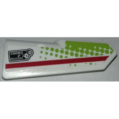 white technic panel fairing 21 very small smooth side b with red stripe lime dots and trans missions pattern sticker - set 42065