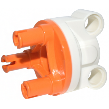 white technic steering axle with 2 pin holes with orange wheel hub 3 pins round 11950 92909