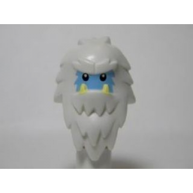white minifigure head modified yeti shaggy hair with bright light blue face and bright light yellow teeth pattern