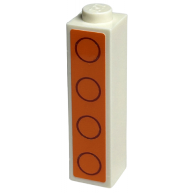 white brick 1 x 1 x 3 with dark red circles on orange background pattern sticker - set 40574