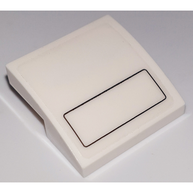 white slope curved 2 x 2 x 2 3 with black rectangle outline with rounded corners pattern sticker - set 76908