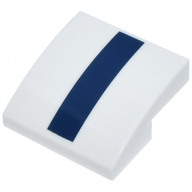 white slope curved 2 x 2 x 2 3 with dark blue stripe pattern shelby cobra
