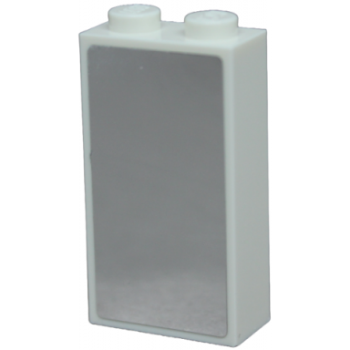 white brick 1 x 2 x 3 with silver mirror pattern sticker - set 41719
