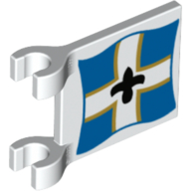 white flag 2 x 2 square with imperial soldier black symbol over white cross on blue background with yellow border pattern