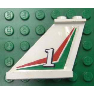 white tail 4 x 1 x 3 with white number 1 on red and green chevrons pattern on left side sticker - set 6543