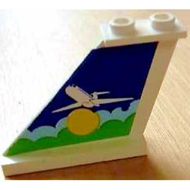 white tail 4 x 1 x 3 with white airplane over sun and clouds pattern on left side sticker - set 1818