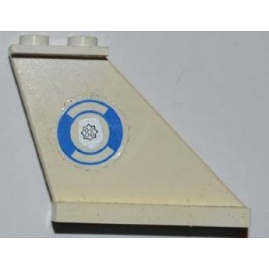 white tail 4 x 1 x 3 with blue and white life preserver and silver police badge pattern on right side sticker - sets 7287 7899