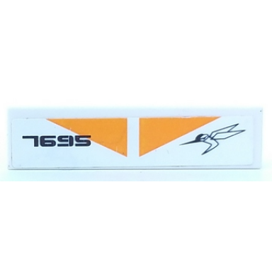 white tile 1 x 4 with orange triangles and 7695 pattern sticker - set 7695