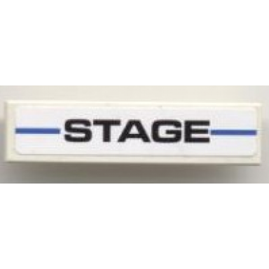 white tile 1 x 4 with black stage on blue line pattern sticker - set 8124