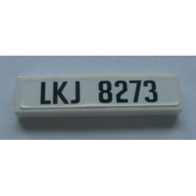 white tile 1 x 4 with black lkj 8273 on white background pattern sticker - set 8273