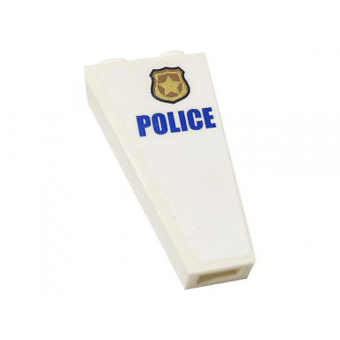 white slope inverted 75 2 x 1 x 3 with blue police and gold police badge pattern model right side sticker - set 60141