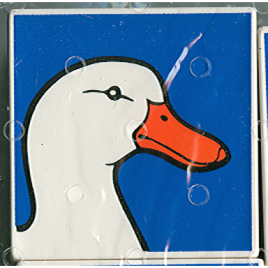 white duplo tile 2 x 2 x 1 with duck mosaic picture 03 pattern