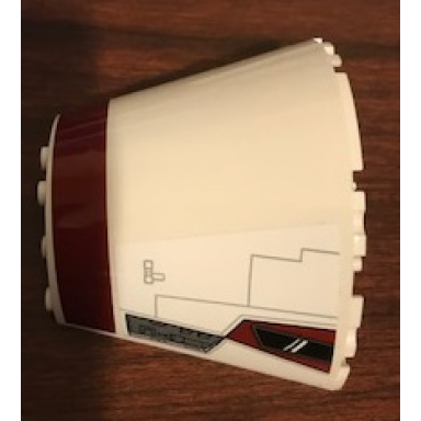 white cone half 10 x 5 x 6 with sw dark red stripe cockpit window and machinery pattern model right side stickers - set 75244