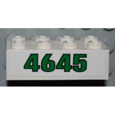 white brick 2 x 4 with green 4645 on white background pattern sticker - set 4645