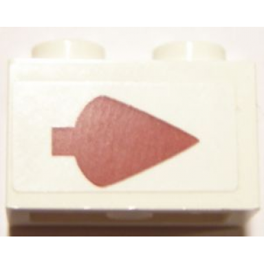 white brick 1 x 2 with dark red arrow pattern right sticker - set 10240