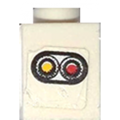 white brick 1 x 1 with taillight pattern model left side sticker - set 8155
