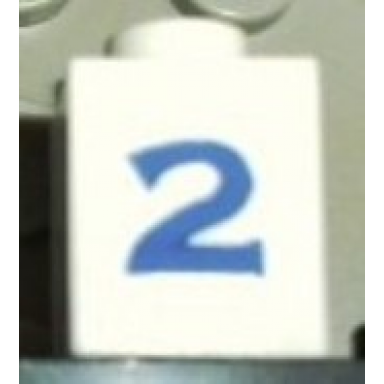 white brick 1 x 1 with blue number 2 pattern serif font
