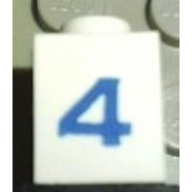 white brick 1 x 1 with blue number 4 pattern serif font