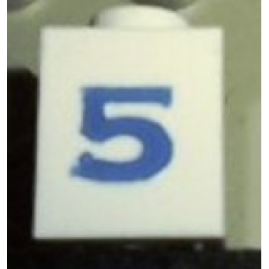 white brick 1 x 1 with blue number 5 pattern serif font